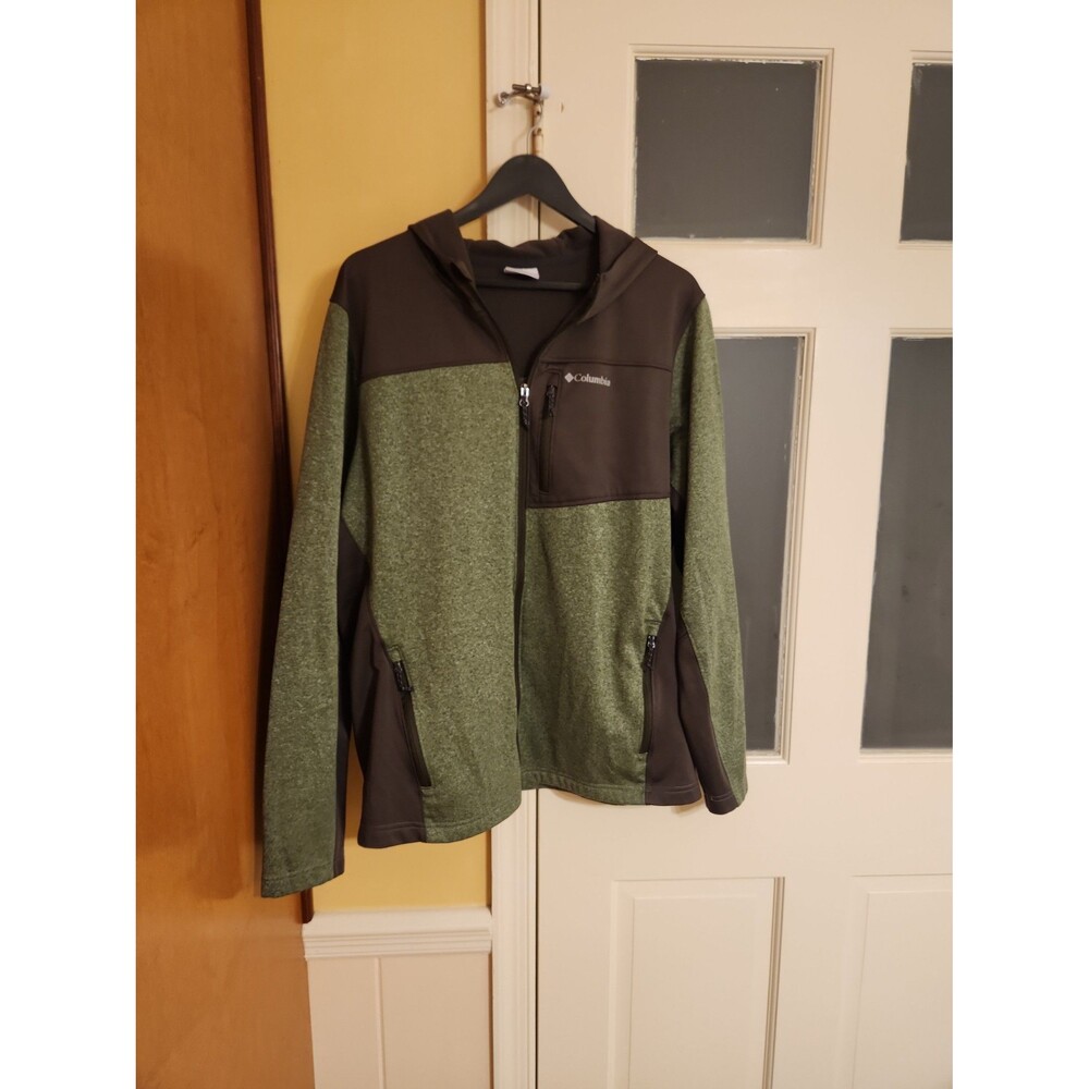 Columbia Men's Green Full-Zip Fleece-Lined Hooded Jacket Size L